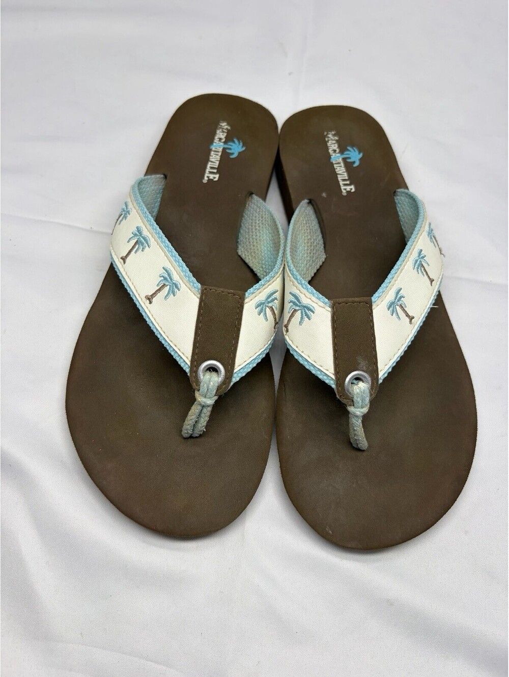 Margaritaville Breezy Sandals Womens Blue Palm Flip Flop Size 9